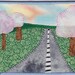 Cherry Blossum Blvd. Fabric Postcard