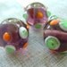5 PCS Purple Green Orange 16 mm Round Glass Lampwork Beads...Jewelry Making Beads