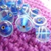 9 PCS White striped Blue 12 mm Round Glass Lampwork Beads...
