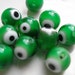 8 PCS White Point Green 8 mm Round Lampwork Glass Beads....