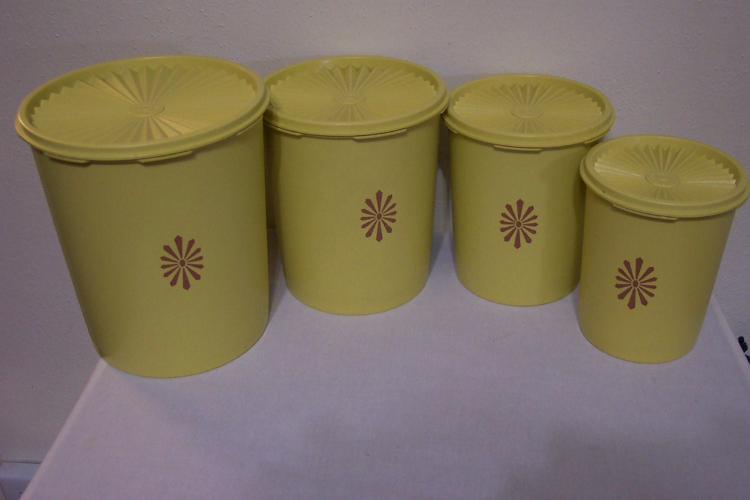 Vintage Tupperware Canister Set in Cactus Yellow Set of 4