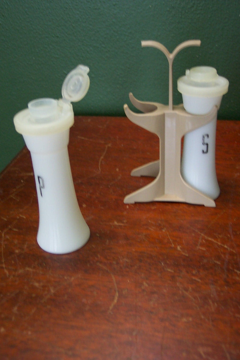 Vintage Tupperware Salt and Pepper Shakers with Carring Caddy