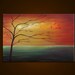 Original Oil Painting- Contemporary Abstract Modern Fine Art Landscape Painting - SERENE SUNSET- 36 inches. Free Shipping