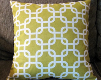 Decorative Pillow Cover, 18" x 18", Citrine Yellow (Light Olive) and Natural