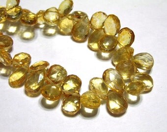 Mystic Quartz apricot faceted pear briolettes 6 pieces