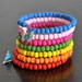RAINBOW CUFF - Multicolor Wood Beads Cuff Bracelet with Butterfly and Flower Charms