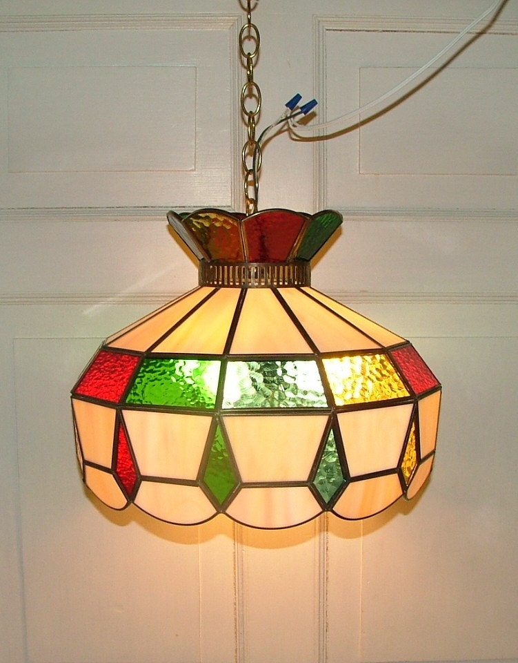 Stained Glass Pendant Shade Hanging Ceiling Light Fixture