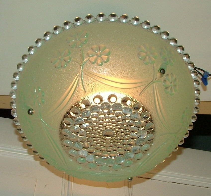 Vintage Antique Glass Hanging Ceiling Light Shade Fixture