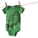 Central Park Leaf Boy Girl Baby Onesie, Hand-Printed Eco Friendly Lithograph, Grass Green, 12-18 months