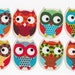 LAST SET 6 Chubby Fabric Iron On Owl Appliques