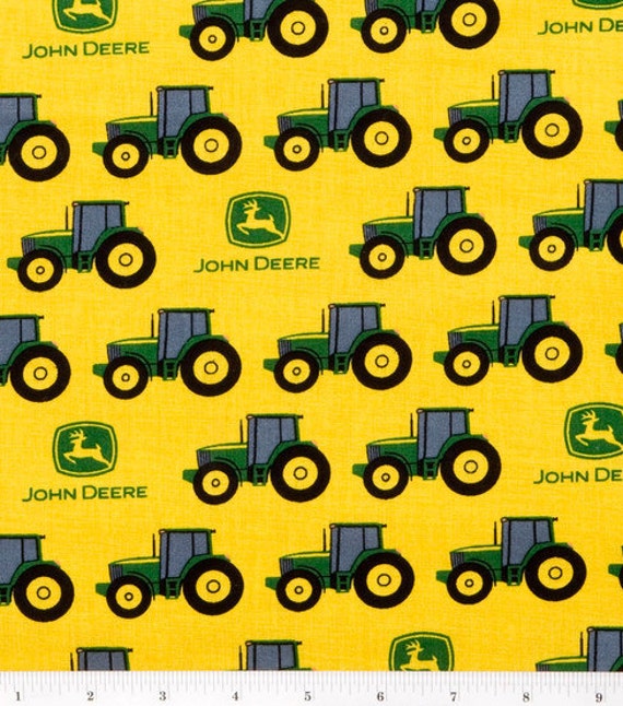 John Deere Cotton Fabric Yellow Stripe Yardage Available