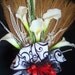 Decorative Wedding Broom with White Calla Lillies and Black/White/Red Accents