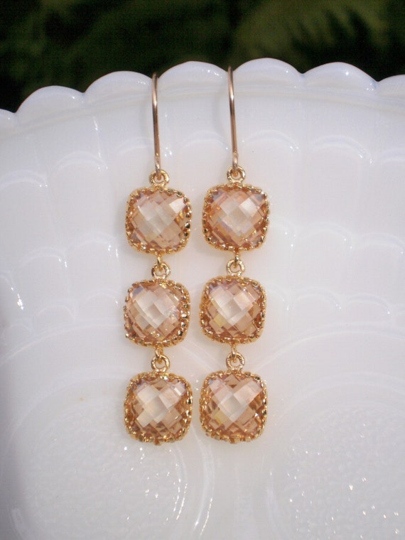 Blush Earrings Blush Champagne Gold Earrings Wedding