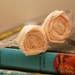 THE MOLLIE in peach - beautiful peach double Rosette Headband / Hair piece