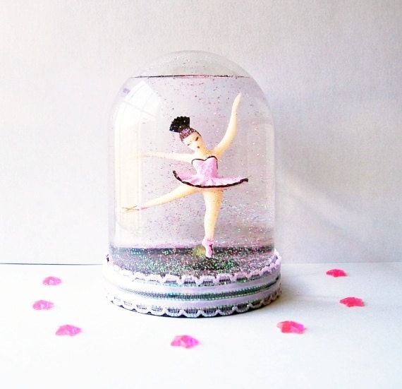 Ballerina Snow Globe Pretty in Pink and Black by TheTinyTiara