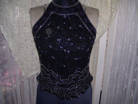 Items similar to Stunning Black Beaded Top on Etsy