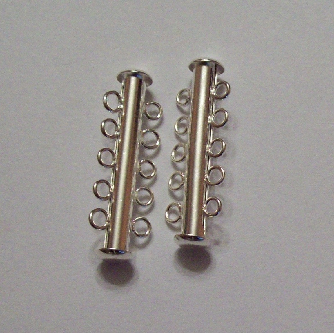 5strand Slide Lock Tube Clasp 4 clasps silver