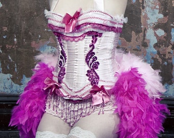 PINK LADY Circus Burlesque Corset Costume Showgirl Steampunk dress