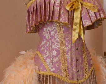 ELIZABETH Burlesque Corset Costume pink & gold bridal victorian dress
