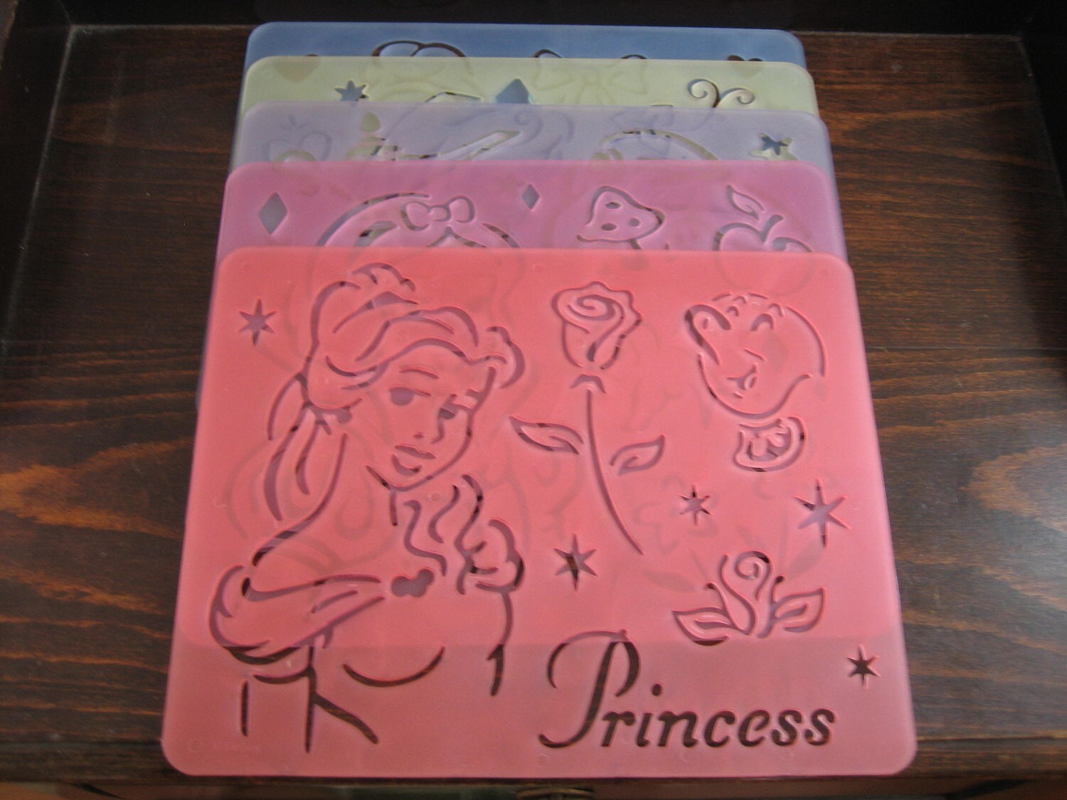 five different disney princess stencils plastic 8 x 10 inch