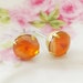 Vintage Orange Striped Glass Jewel Gold Post Earrings