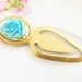 Vintage Romantic Aqua Blue Rose Brass Bookmark