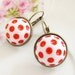 Cherry Red and White Vintage Polka Dot Bohemian Antique Brass Earring Drop Dangles