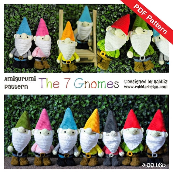 PDF Pattern - The Seven Gnomes (Seven Dwarfs)