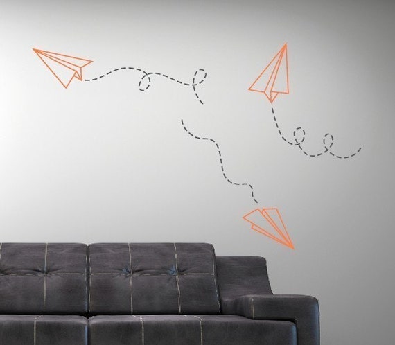  Paper  Airplane Vinyl Wall  Decals  Paper  Plane Wall  Decal 