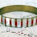 Brass and Mother of Pearl Bracelet Red and White Striped