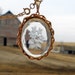 Vintage Glass Cameo Pendant Necklace Bouquet of Flowers Reverse carved