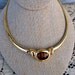 Egyptian Revival Collar Necklace Tigers Eye with Rhinestones Statement Bib Choker