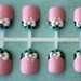 Sweet Thing (Baby Pink). Short Fake Nails, False Nails, Press On Nails, Polka Dot, Bow, Kawaii Fake Nails, False Nails, Set, Japanese Style