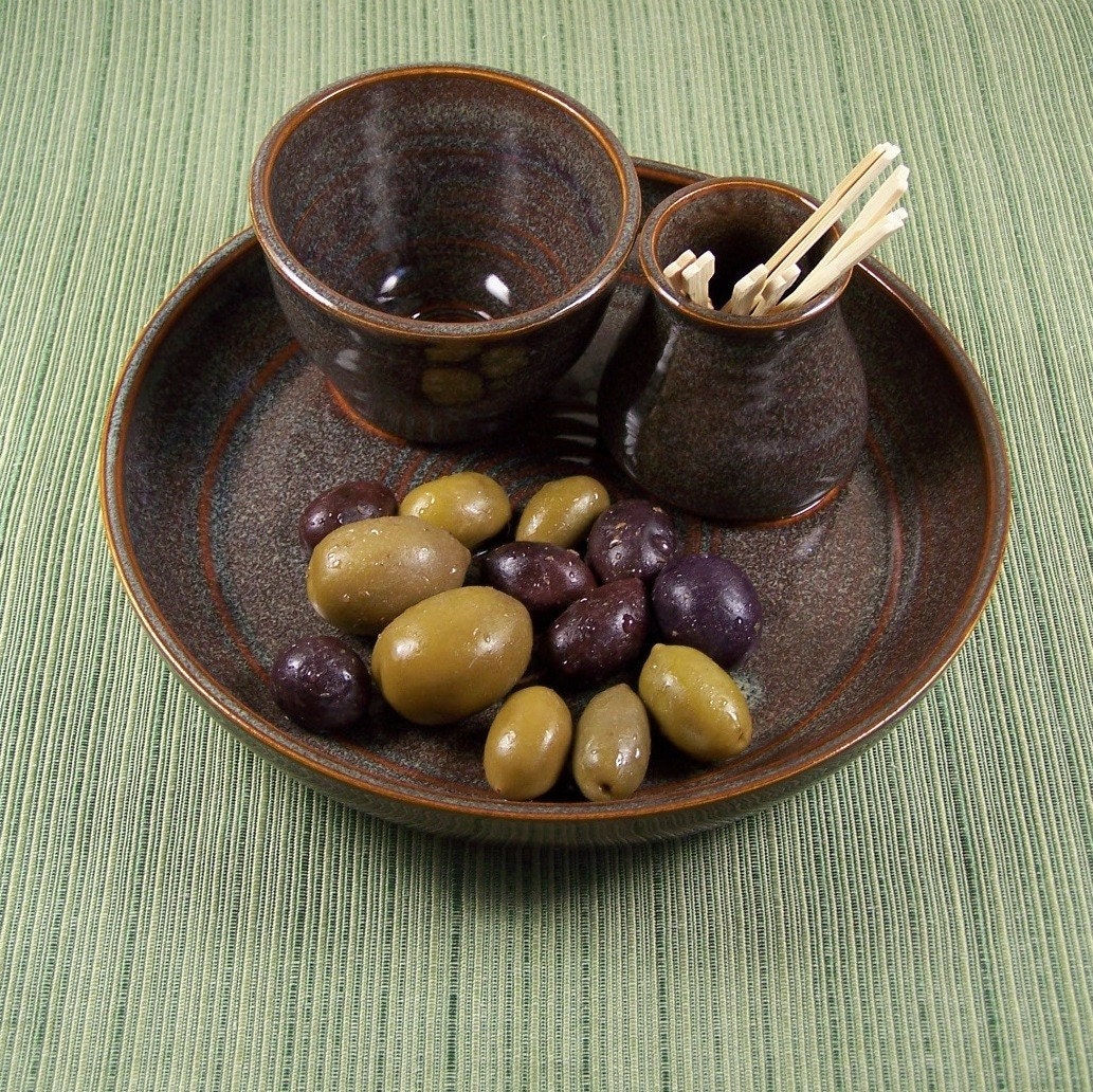 Pits and Sticks Olive Serving Dish by FalconHillPottery on Etsy