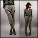 Vintage Navy Blue/Black Tiny Houndstooth High Waist Trousers (S - M)