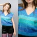 SALE Vintage Boxy Mohair Knit Cropped Blue Green Sweater Top (XS - M)