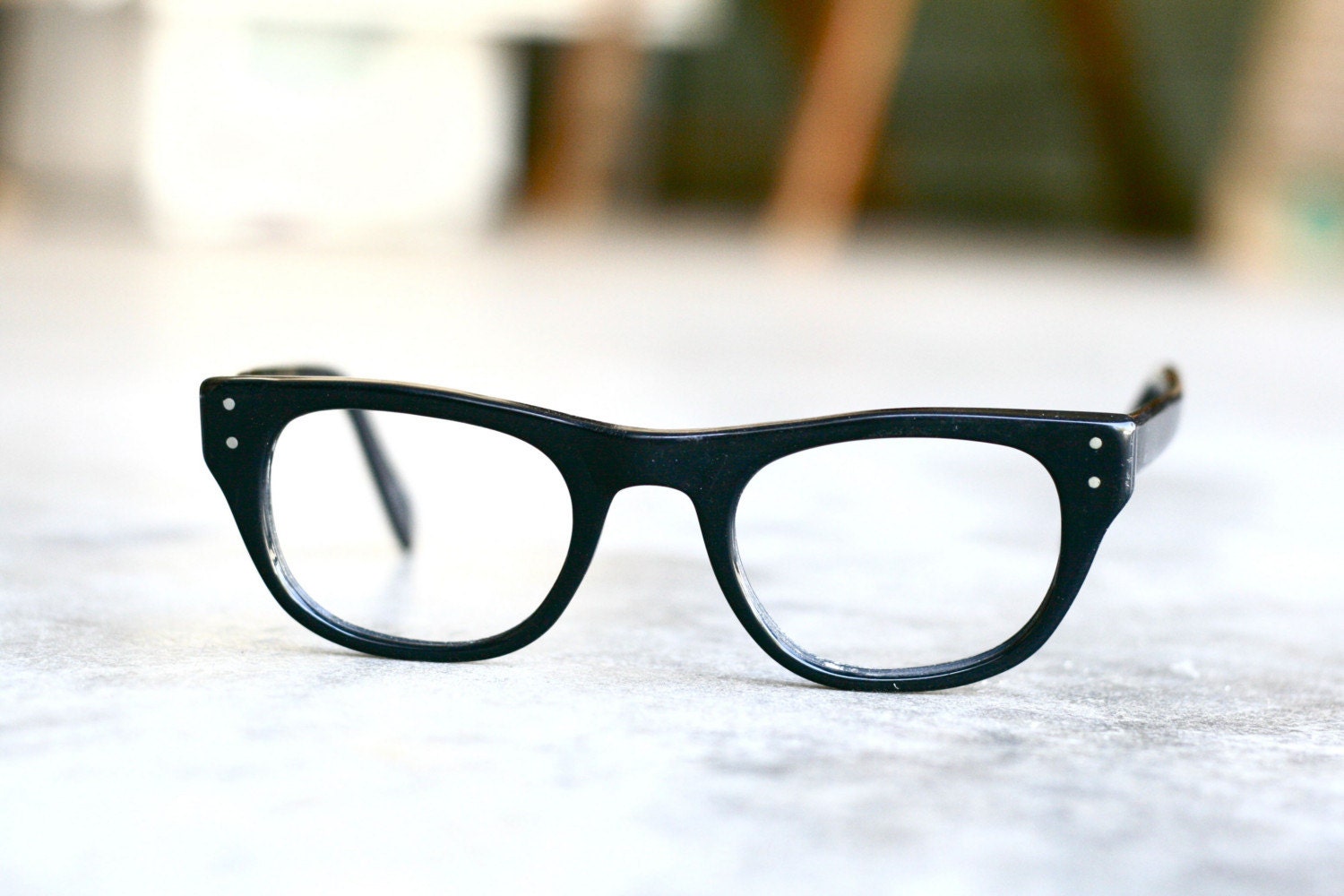 Vintage Black Horn Rimmed Eyeglasses by SATElosangeles on Etsy