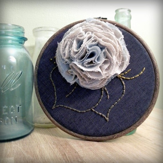 floral wall decor linen and chambray by monkeyandsquirrel on Etsy