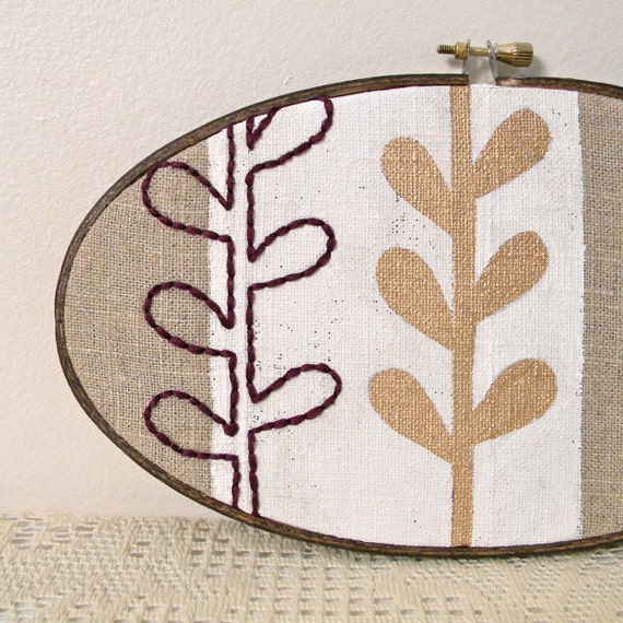 Items similar to retro embroidered wall decor, sprouted greens on Etsy