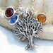 Personalized Family Birthstone Tree Of Life Sterling Silver Custom Necklace - Lovely Gift For Mom Grandma Or Friend.