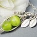 2, 3 or 4 Sweet Peas In A Pod ALL STERLING Silver Czech Faceted Green Stones Or Choose Your Color Pearl.