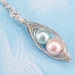 Peas In A Pod Silver Pendant - Pink And Blue Pearls For a Special Boy and Girl