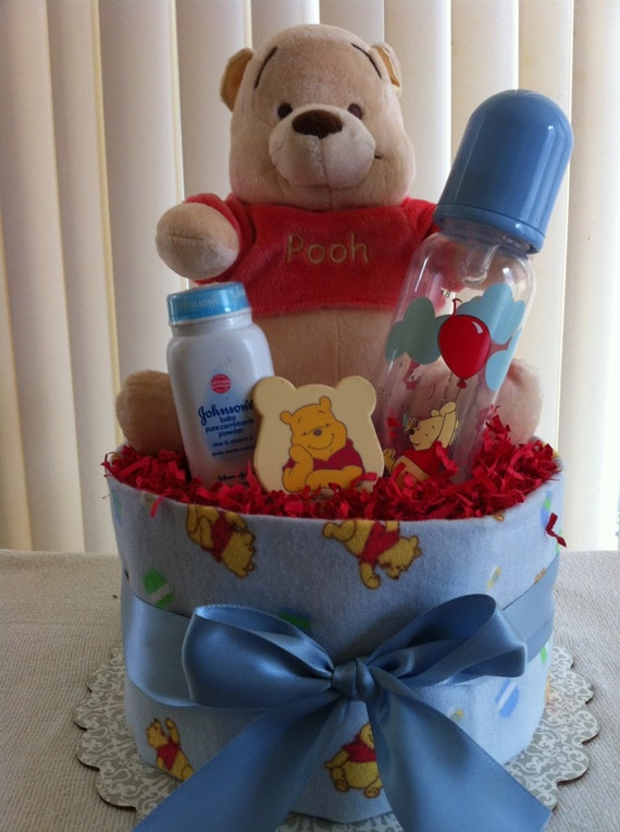 Winnie the Pooh Diaper Cake Blue