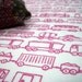 Train Set - hand screen printed skinny quarter - Fuchsia Pink on White