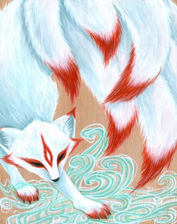 Kitsune ORIGINAL PAINTING by vireo on Etsy