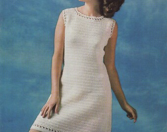 INSTANT DOWNLOAD PDF Vintage Crochet Pattern 1960s Summer Shift Dress Retro