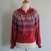 Vintage 70s Sweater - Pink Striped Henley with Full Sleeves S M