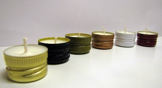 Mixology - Recycled B-Lights Soy Candles 6 Pack Unscented Tea Lights, Upcycled Wine, Liquor Bottle Caps, Organic, Vegan