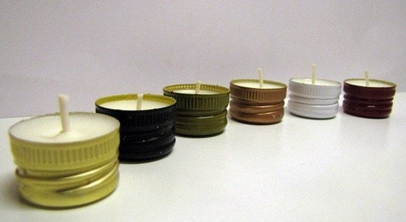 Mixology - Recycled B-Lights Soy Candles 6 Pack Unscented Tea Lights, Upcycled Wine, Liquor Bottle Caps, Organic, Vegan