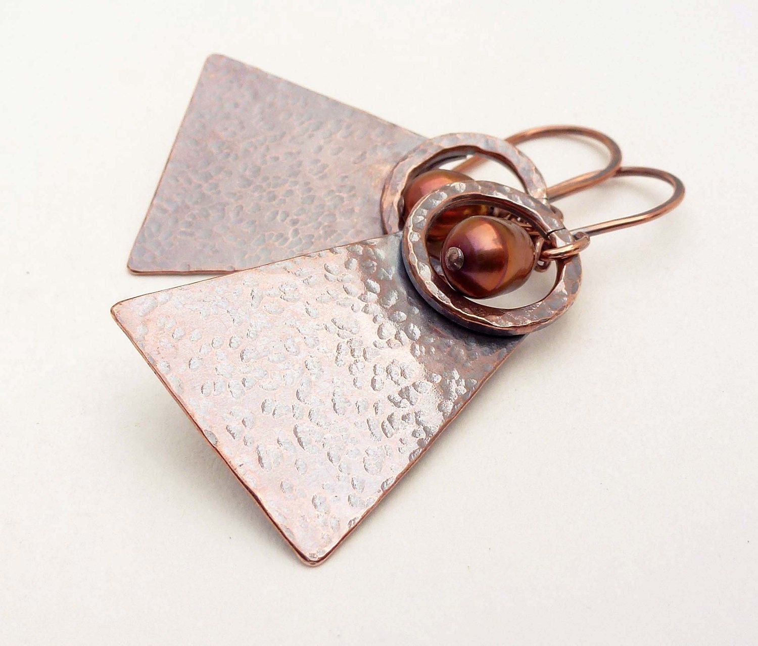 Hammered Copper Earrings Oxidized Copper Earrings Rust